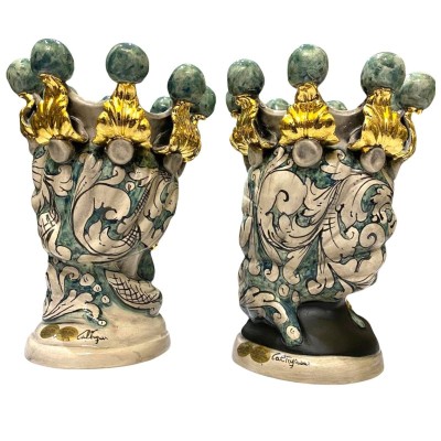 Testa di Moro Caltagirone com OURO e preto opaco Moro - h 30 cm - 