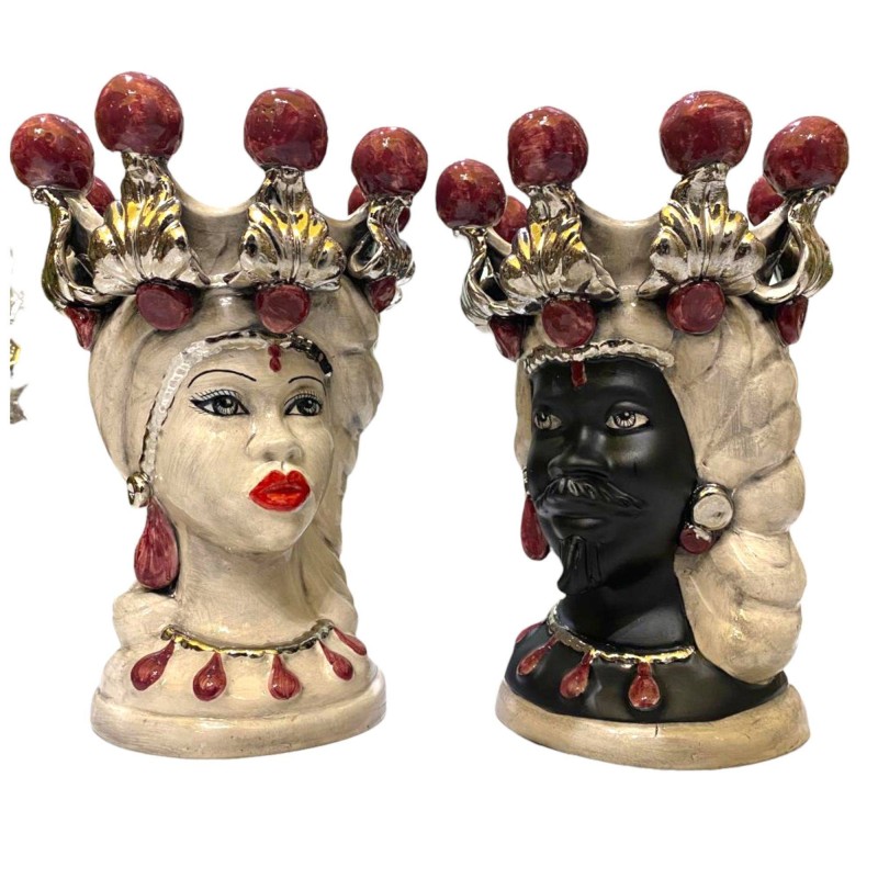 Moorkopf Caltagirone H ca. 30 cm (1 Stück) mit PLATINUM und mattschwarzer Moro-Emaille - 