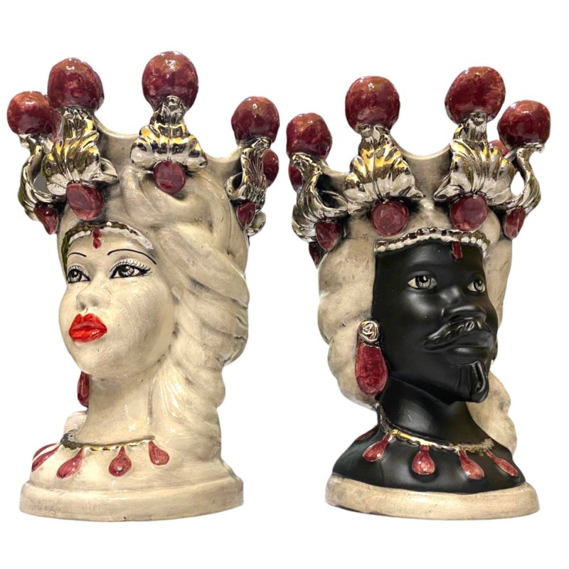 Moor's Head Caltagirone h ca 30 cm (1st) med PLATINUM och mattsvart Moro-emalj - 