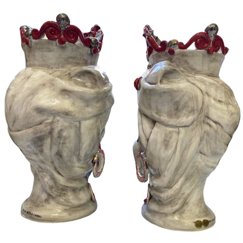 Sizilianische Moorköpfe (1 Stück) H ca. 50 cm Caltagirone-Keramik, mit Krone, PLATINUM-Emaille und mattschwarzem Zifferb