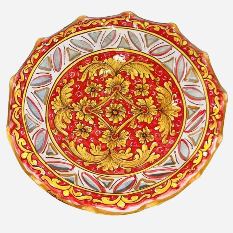 Support de pièce maîtresse de bol à fruits en céramique Caltagirone, 3 options de taille (1 pc) Baroque et fleurs sur fo