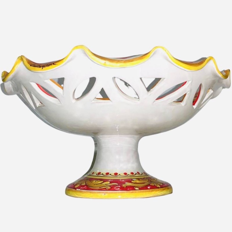 Support de pièce maîtresse de bol à fruits en céramique Caltagirone, 3 options de taille (1 pc) Baroque et fleurs sur fo