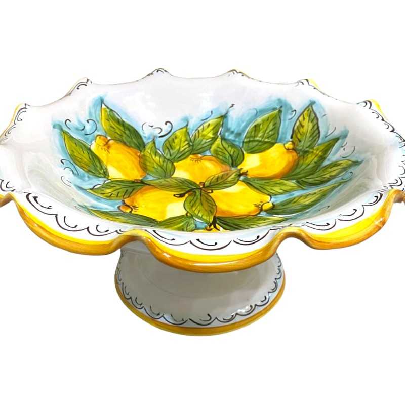 Soporte de centro de mesa de frutero festoneado, cerámica siciliana, 3 opciones de tamaño (1 pieza) decoración de limón 