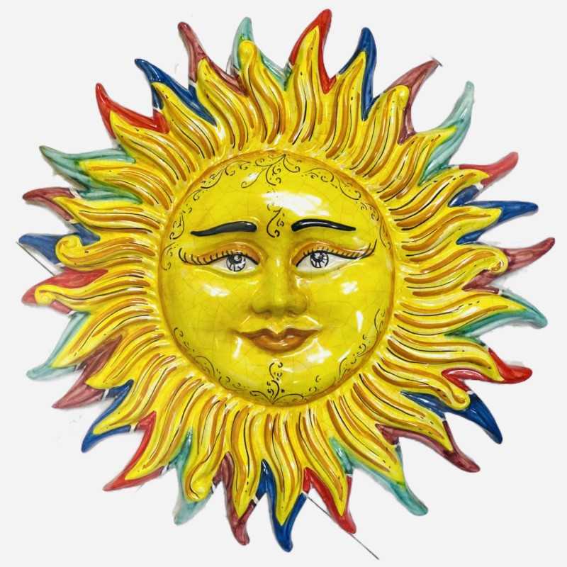 Soleil en céramique multicolore de Caltagirone, diamètre environ 45 cm - 