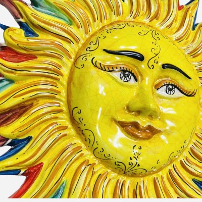 Mehrfarbige Keramiksonne aus Caltagirone, Durchmesser ca. 45 cm - 