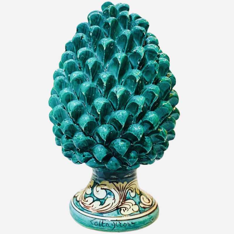 Pigna Caltagirone verdigris color and decorated stem h 25 cm - 