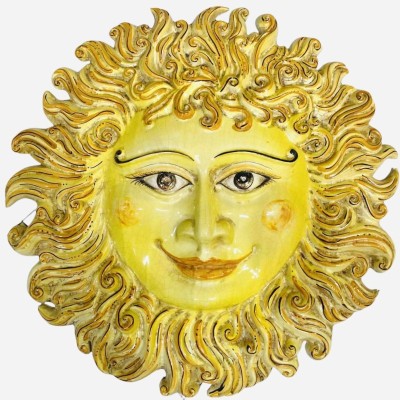 Caltagirone keramisk jättesol, Ø ca 55 cm. matt nagellack med sprakande effekt - 