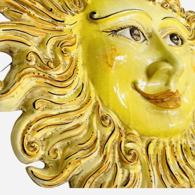 Caltagirone keramisk jättesol, Ø ca 55 cm. matt nagellack med sprakande effekt - 