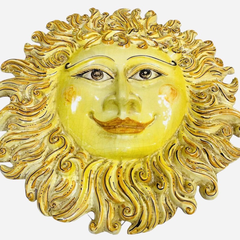 Caltagirone keramisk jättesol, Ø ca 55 cm. matt nagellack med sprakande effekt - 