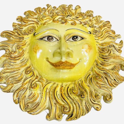 Caltagirone keramisk jättesol, Ø ca 55 cm. matt nagellack med sprakande effekt - 