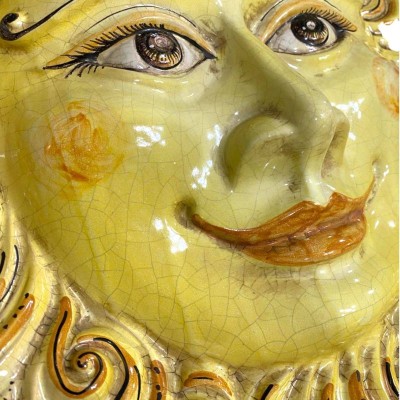 Caltagirone keramische reuzenzon, Ø ca. 55 cm. matte nagellak met craquelé-effect - 