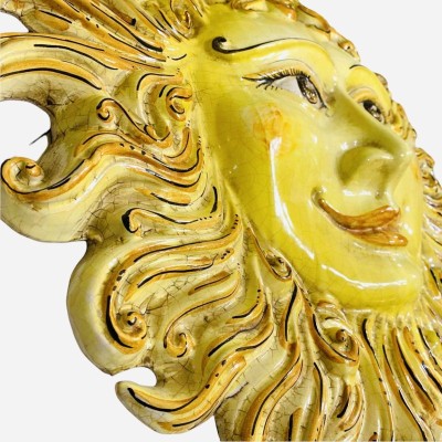 Caltagirone keramisk jättesol, Ø ca 55 cm. matt nagellack med sprakande effekt - 