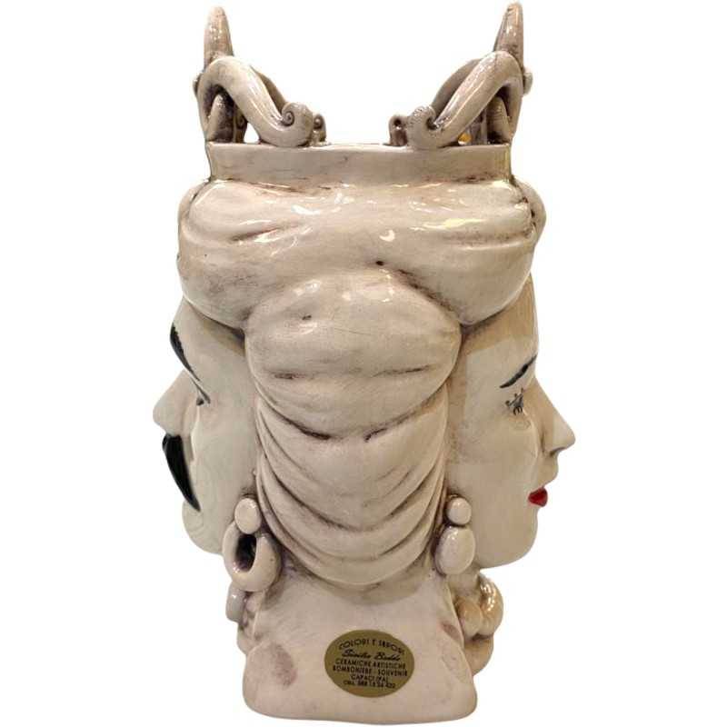 Giano Bifronte testa con due volti in ceramica di Caltagirone - 