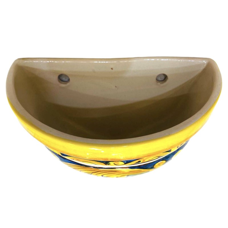 Vaso Gerla para plantas ou cinzeiro de parede, decorado à mão com decoração vermelha, azul e barroca - Mede aproximadame