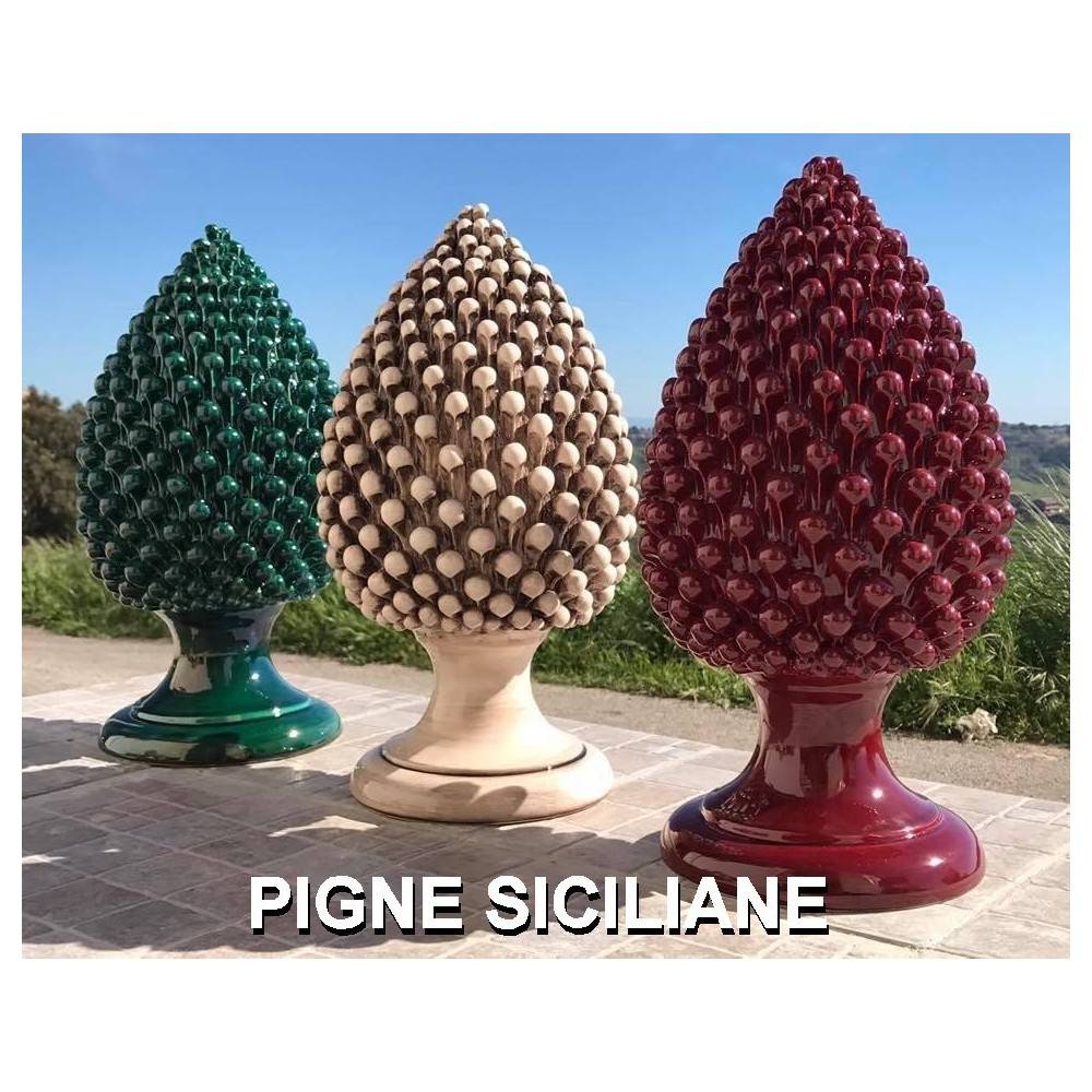 Piñas sicilianas, piñas de cerámica, piñas de Caltagirone, piñas ornamentales